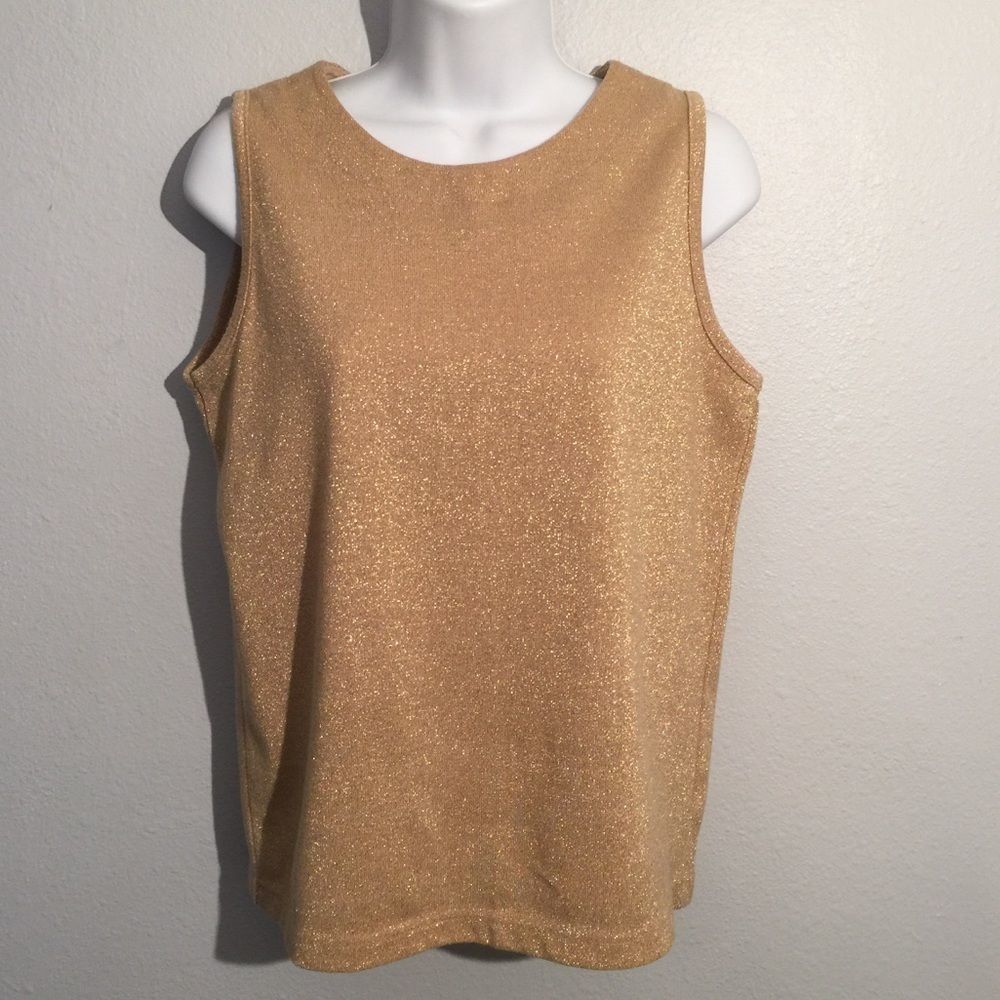 Vtg Stephanie Andrews gold glitter tank
